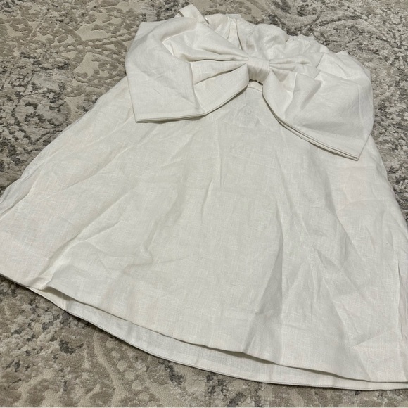 DISSH Aisle Bow Linen Dress Solid White Mini Style Strapless Size 12 US Women’s - Picture 4 of 11